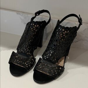 Via Spiga Black Cutout Women's Sandals - 7.5